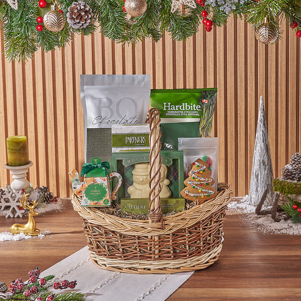 Two-Tone Wicker Christmas Treat Basket – how the gift is presented