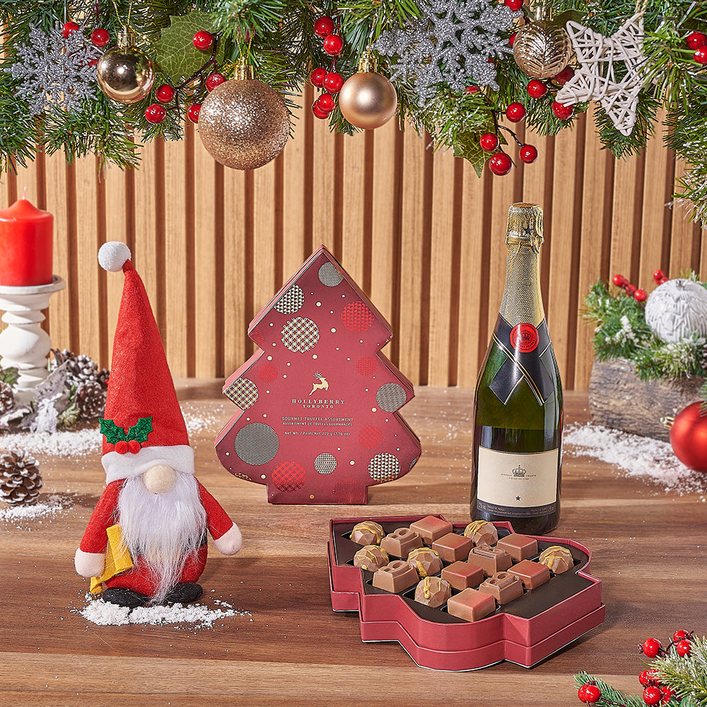 Santa & Gourmet Chocolates with Champagne Gift Set, Christmas gift, Christmas, chocolate gift, chocolate, sparkling wine gift, sparkling wine, Philadelphia  delivery