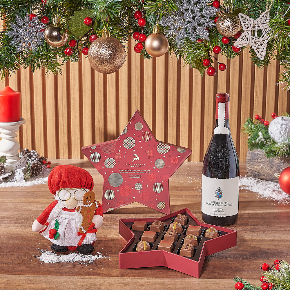 Wine and Truffle Holiday Gift Box – how the gift is presented