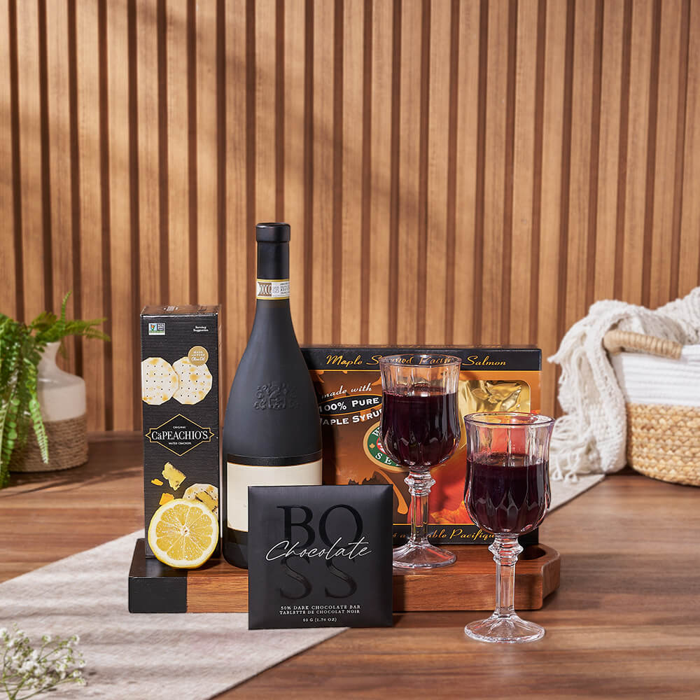 Smoked Salmon & Citrus Gift Basket with Wine from Philadelphia Baskets - Wine Gift Set - Philadelphia Delivery