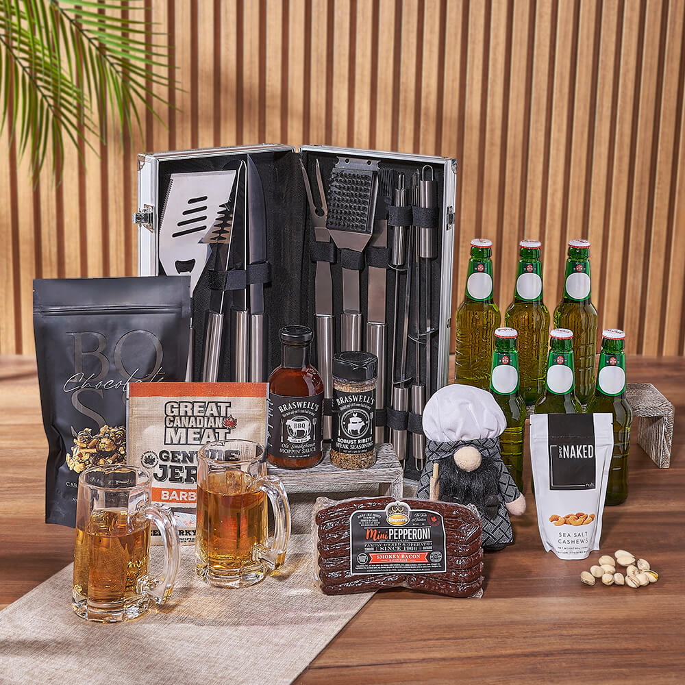 Beer Gift Basket with BBQ Jerky – how the gift is presented