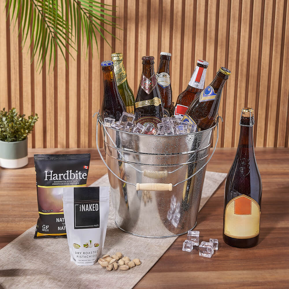 Specialty Beer and Chips Gift Bucket – how the gift is presented