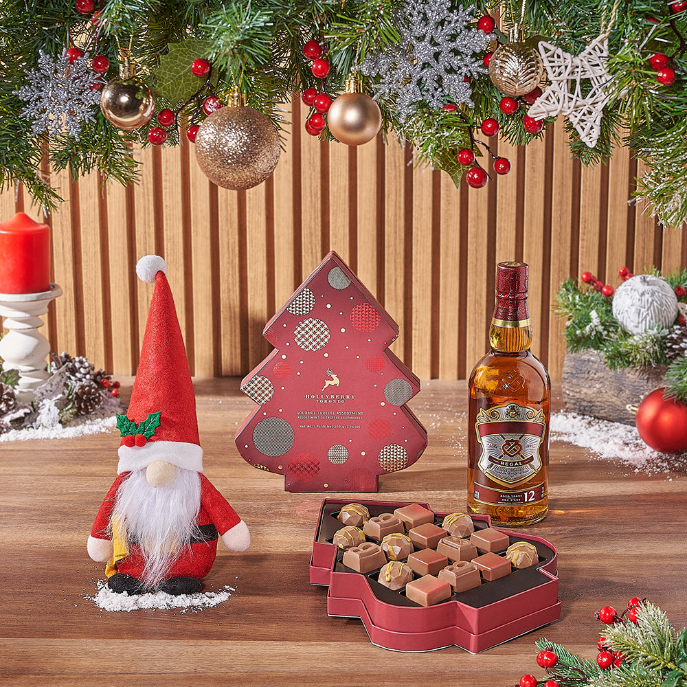 Whiskey and Holiday Truffle Box – how the gift is presented