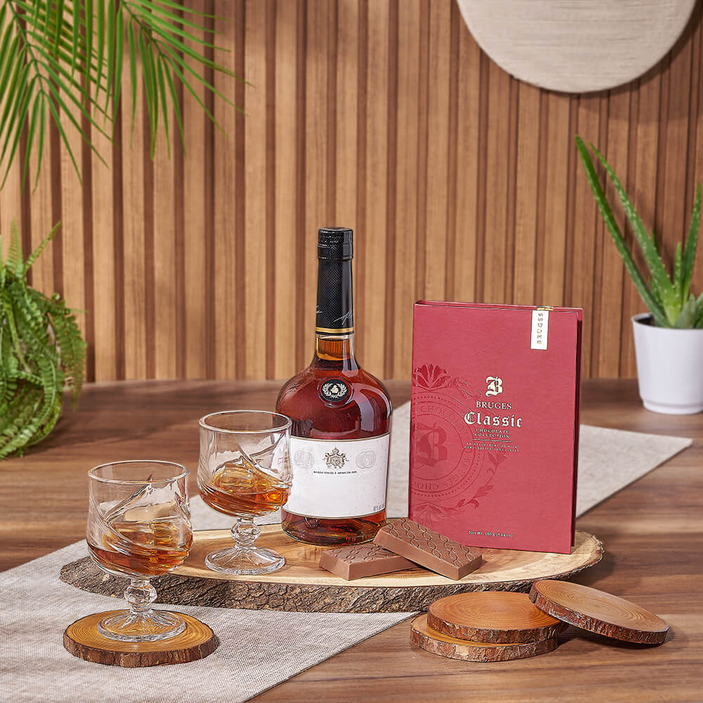 Vodka and Bruges Chocolate Gift Set – how the gift is presented