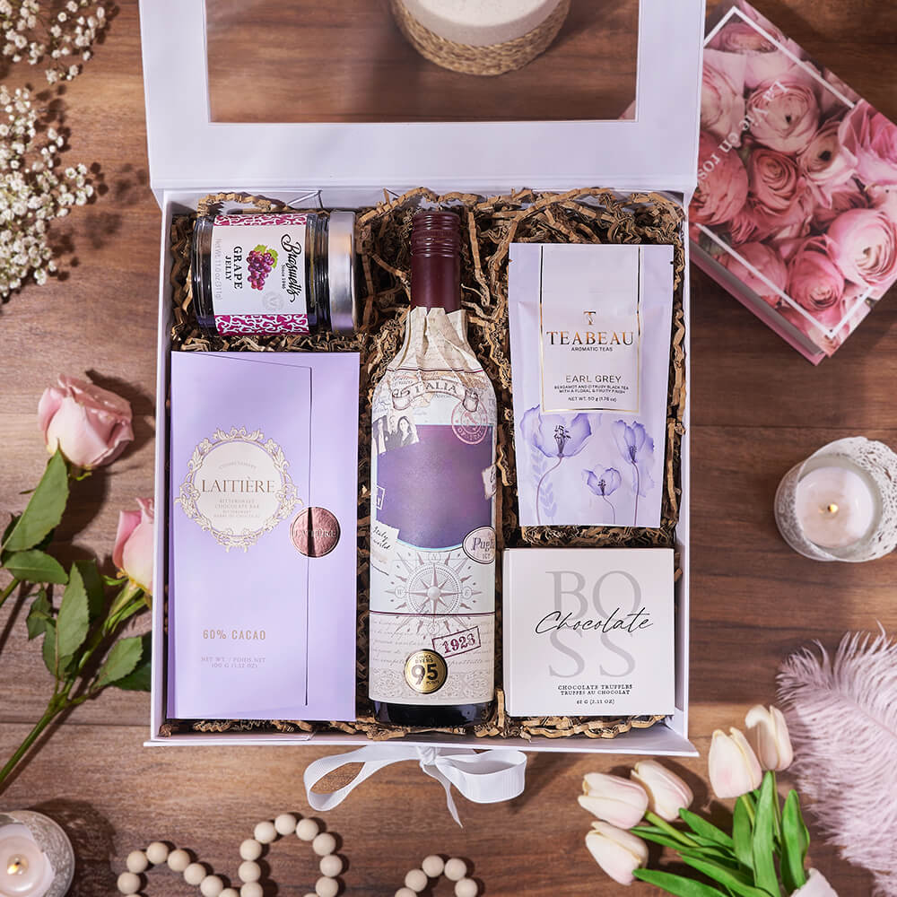 Striking Wine &amp; Chocolate Gift Box, wine gift, wine, chocolate gift, chocolate, tea gift, tea, Philadelphia Delivery