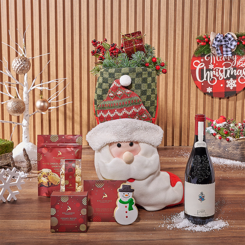 Sweet Stocking &amp; Wine Gift Set, wine gift, wine, chocolate gift, chocolate, Christmas gift, Christmas, Philadelphia delivery 