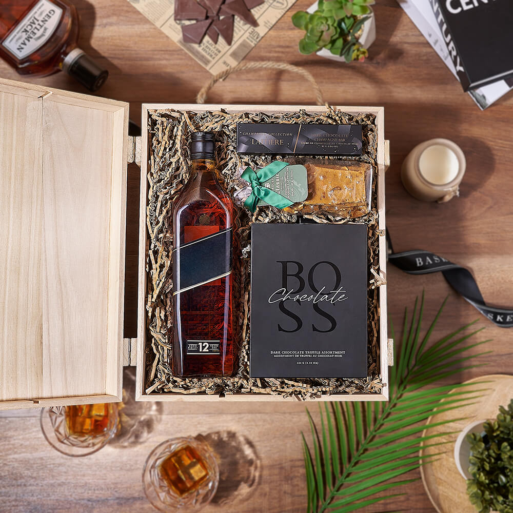 Sweet Things &amp; Liquor Gift Box, liquor gift, liquor, chocolate gift, chocolate, Philadelphia Delivery