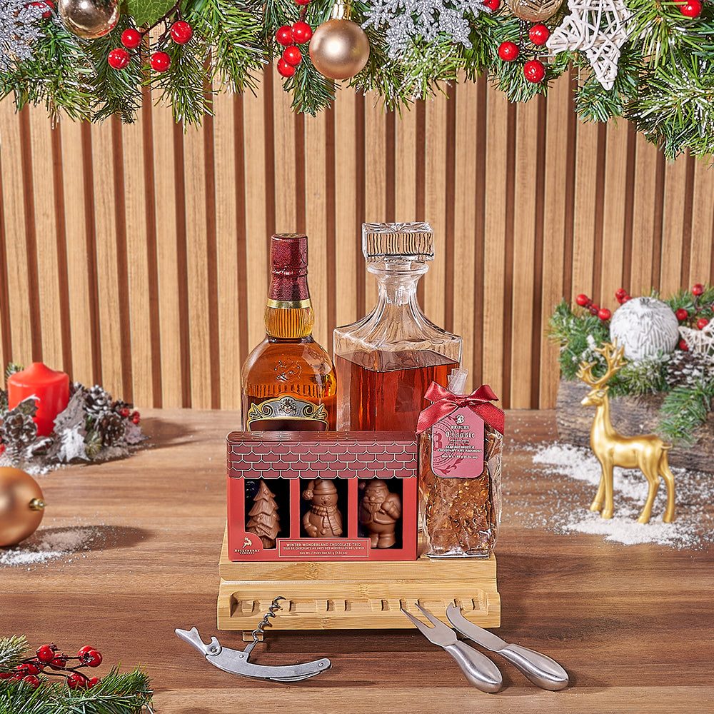 Sweet Treats &amp; Liquor Gift Set, Christmas gift, Christmas, chocolate gift, chocolate, decanter gift, decanter, Philadelphia delivery