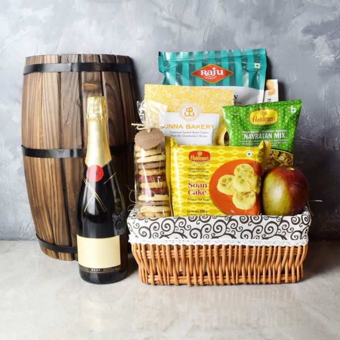 Assorted Diwali Champagne Basket – how the gift is presented