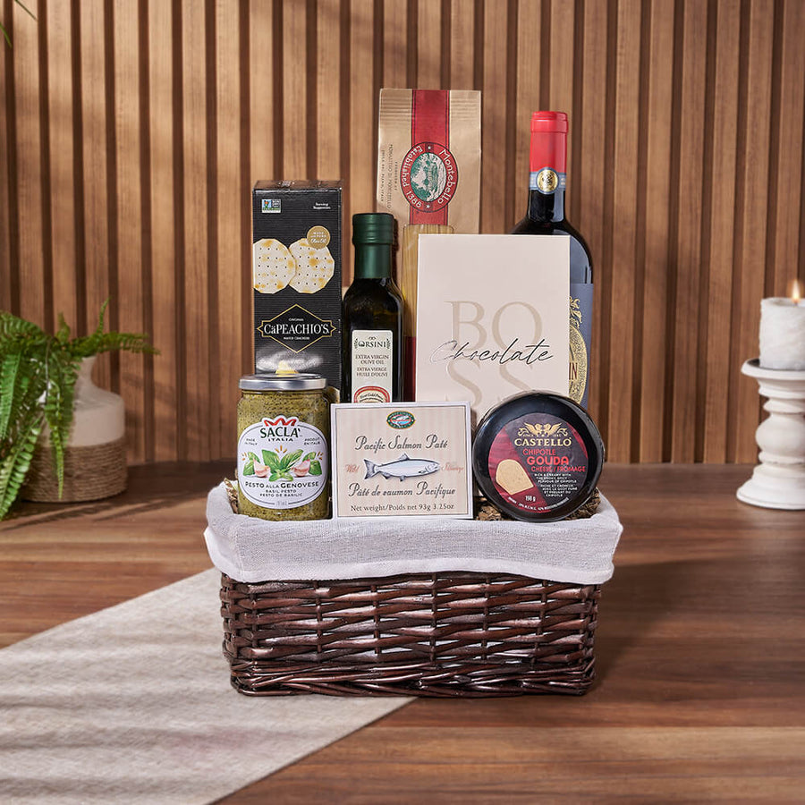 Taste of Indulgence Cheese & Wine Gift Set, wine gift, wine, cheese gift, cheese, seafood gift, seafood, Philadelphia Delivery