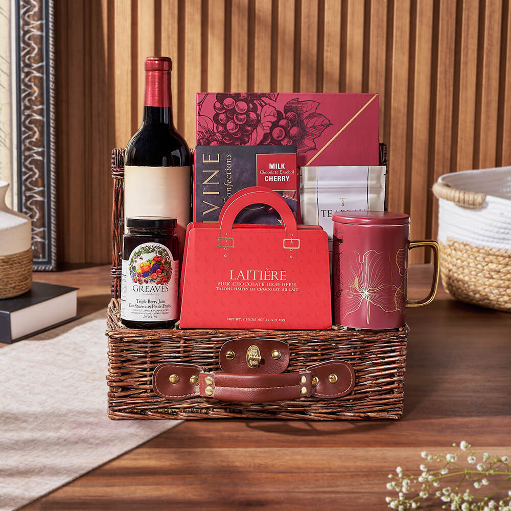 Tea &amp; Sweets Wine Basket, wine gift, wine, tea gift, tea, chocolate gift, chocolate, Philadelphia Delivery