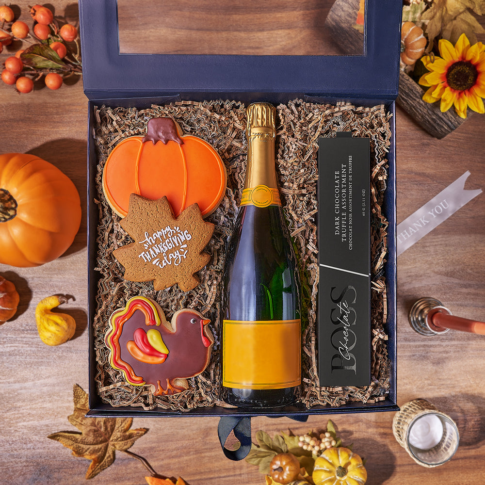 Thanksgiving Champagne &amp; Treat Box, champagne gift, champagne, sparkling wine gift, sparkling wine, cookie gift, cookie, thanksgiving gift, thanksgiving, Philadelphia delivery