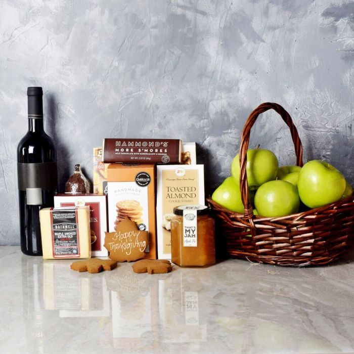 Thanksgiving Fruit & Wine Basket from Philadelphia Baskets - Philadelphia Delivery