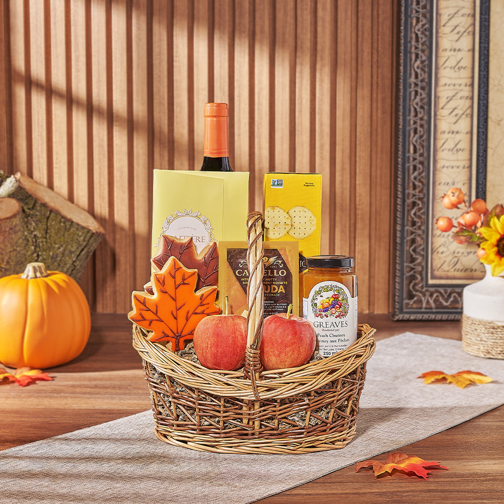 Thanksgiving Fruit & Wine Basket, wine gift, wine, fruit gift, fruit, cookie gift, cookie, thanksgiving gift, thanksgiving, Philadelphia delivery