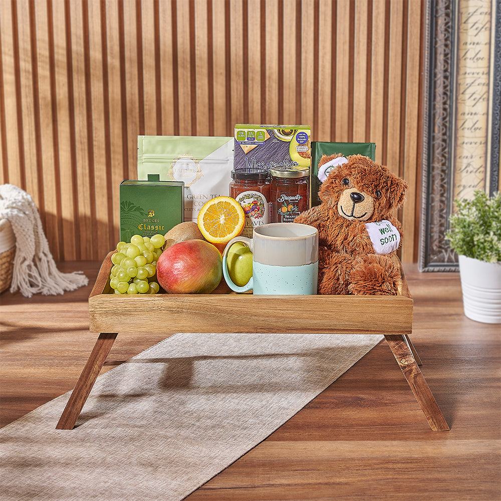Get Well Fruit and Treats Tray – how the gift is presented