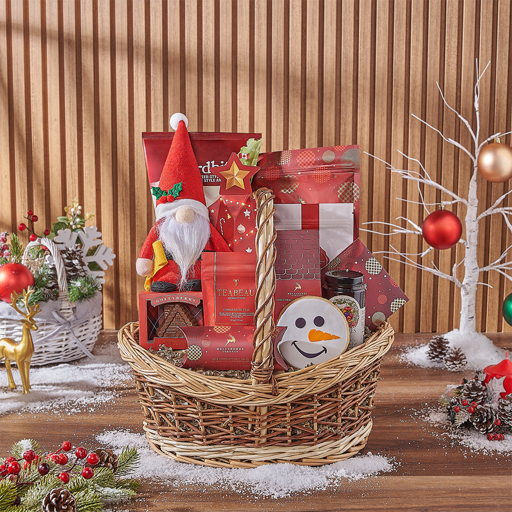 Two-Tone Holiday Sweet Treats Basket – how the gift is presented