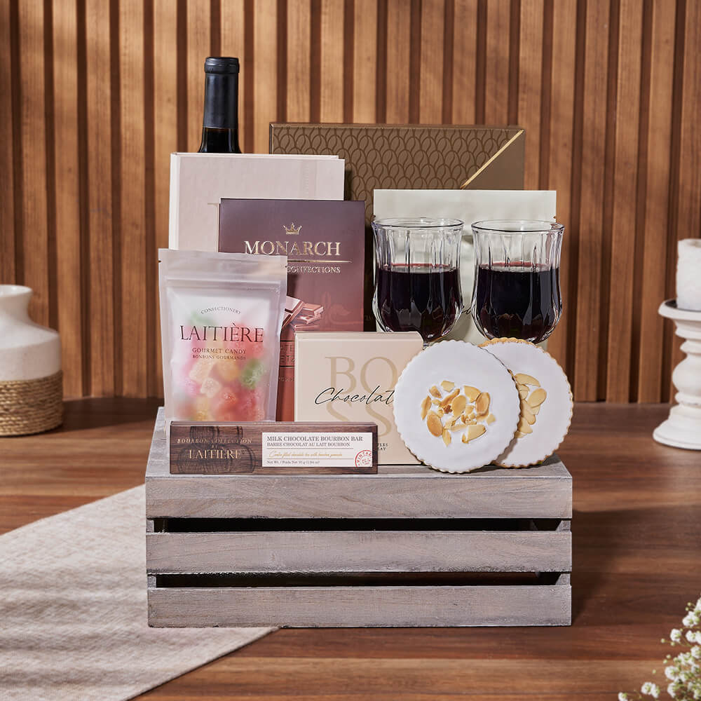 Ultimate Chocolate &amp; Wine Gift Crate, wine gift, wine, chocolate gift, chocolate, cookie gift, cookie, Philadelphia Delivery