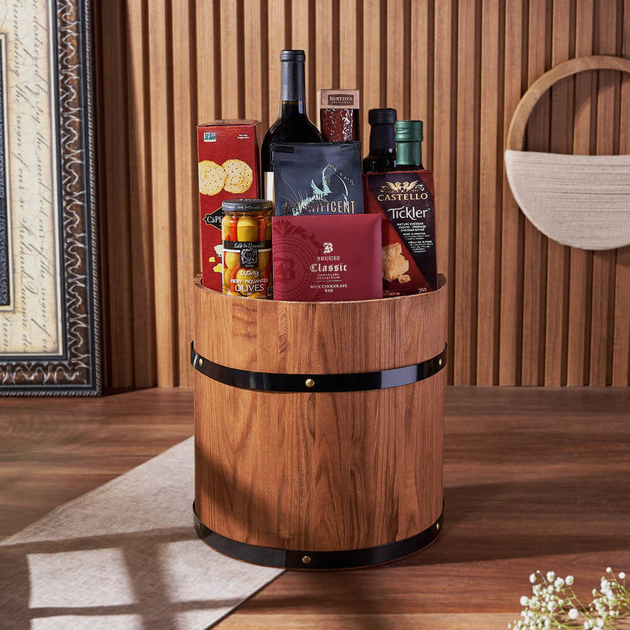 Ultimate Wine & Cheese Barrel, wine gift, wine, cheese gift, cheese, charcuterie gift, charcuterie, Philadelphia Delivery