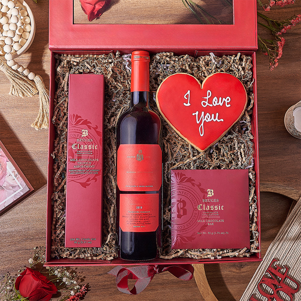 Valentine's Day Wine and Milk Chocolate – how the gift is presented