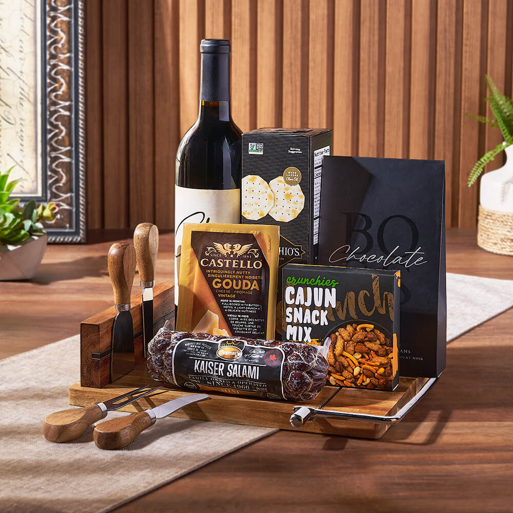 Warm Wishes Wine &amp; Cheese Basket, wine gift, wine, cheese gift, cheese, charcuterie gift, charcuterie, Philadelphia Delivery