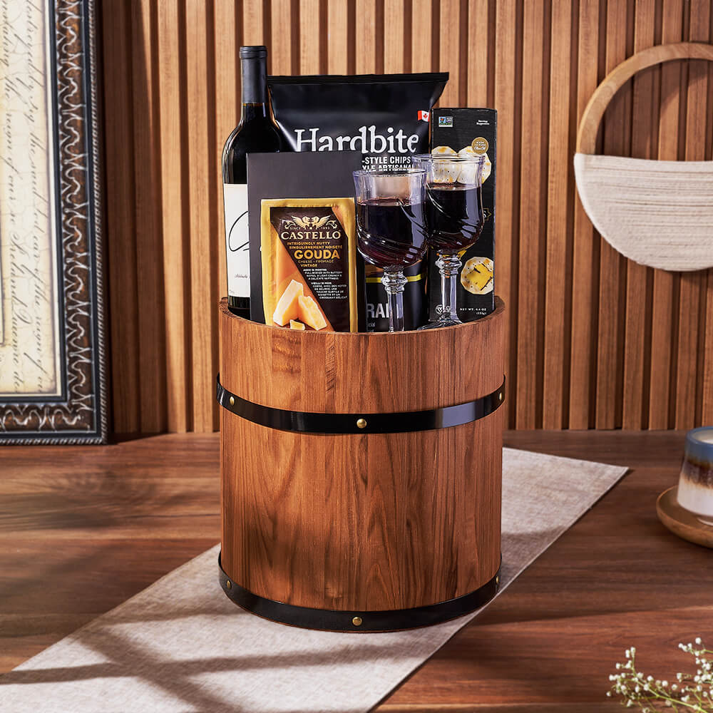 Wine &amp; Cheese Barrel, wine gift, wine, cheese gift, cheese, Philadelphia Delivery