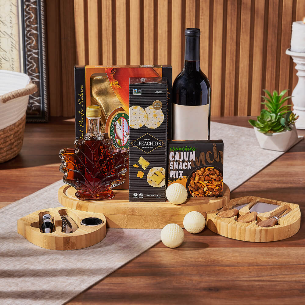 Wine &amp; Golf Cheese Board, wine gift, wine, salmon gift, salmon, seafood gift, seafood, golf gift, golf, Philadelphia Delivery