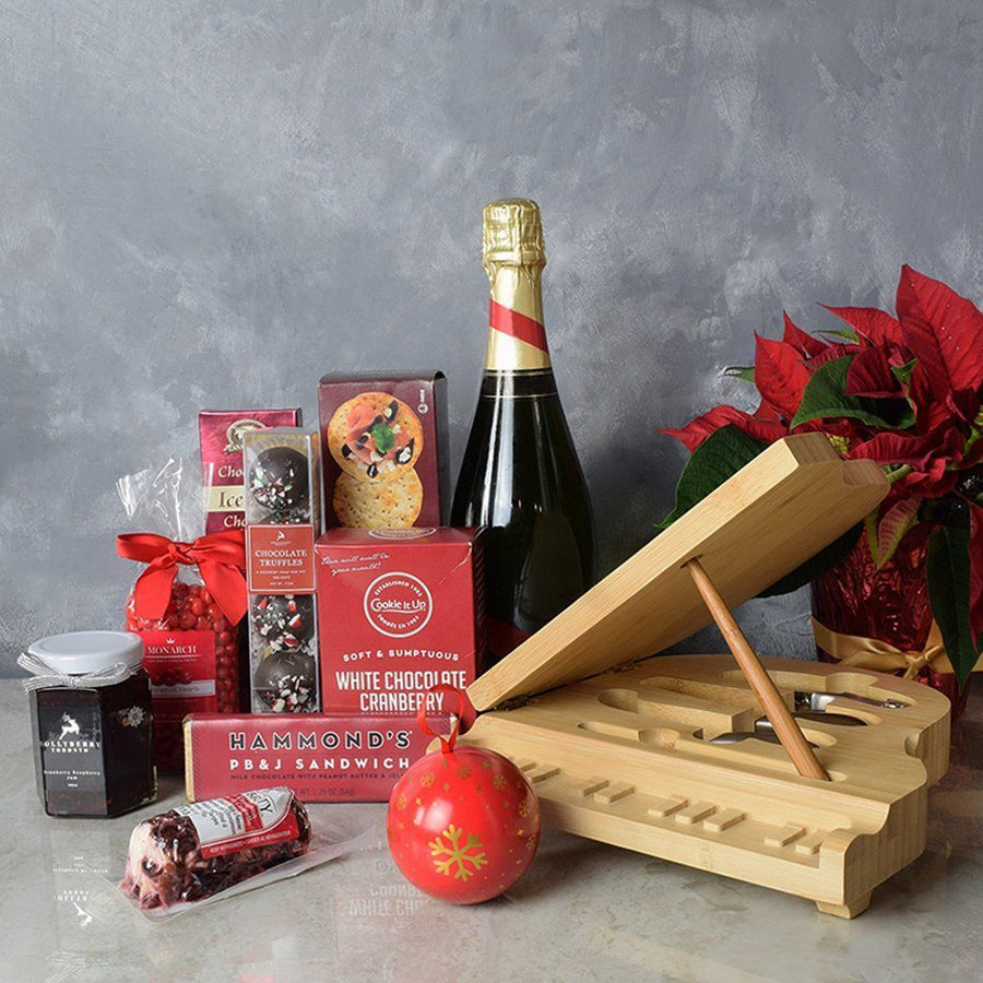 Yuletide Champagne & Snack Basket from Philadelphia Baskets - Champagne Gift Set - Philadelphia Delivery.