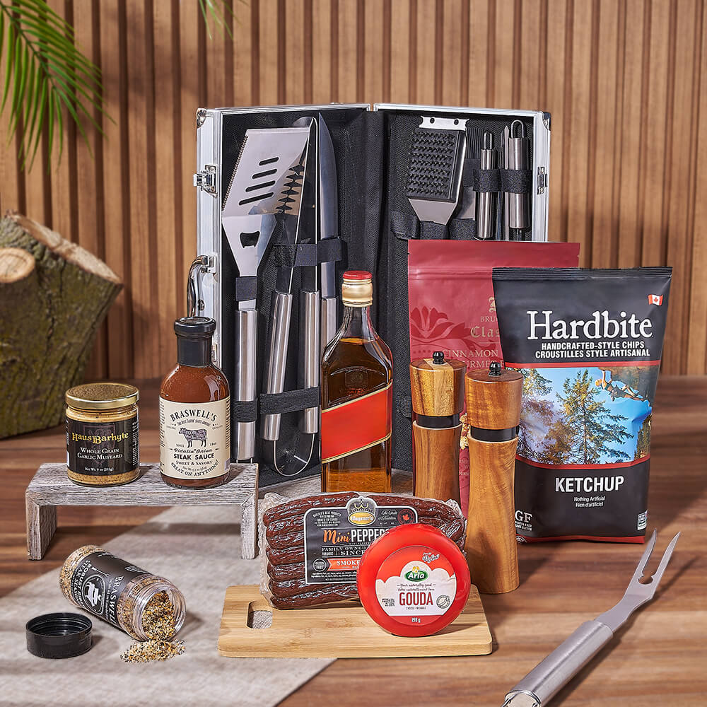 Zesty Barbeque Grill Gift Set with Liquor, Philadelphia – how the gift is presented